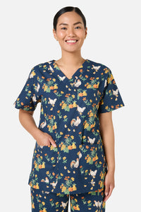 Scrubs With Love - Chickens Scrub Set - navy