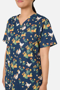 Scrubs With Love - Chickens Scrub Set - navy