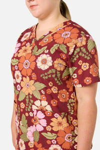 Scrubs With Love - Brandy Floral Scrub Set - rust