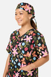 Scrubs With Love - Gorgeous Spring scrub hat - black