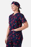 Scrubs With Love - Sweet Cherry Scrub Hat - navy