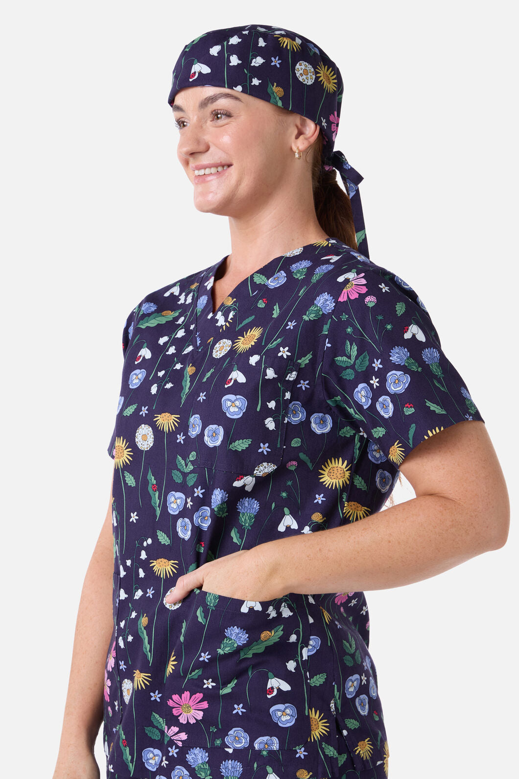 Scrubs With Love - Spring Garden Scrub Hat - indigo
