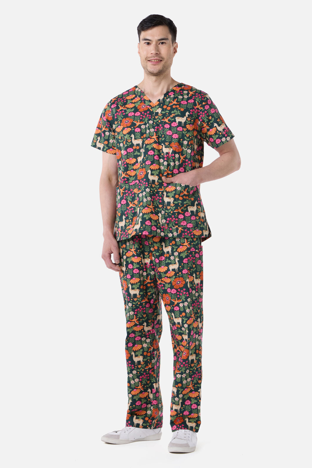 Scrubs With Love - Llama & Bird Scrub Set - green