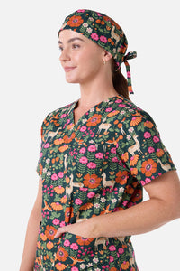 Scrubs With Love - Llama & Bird Scrub Hat - green