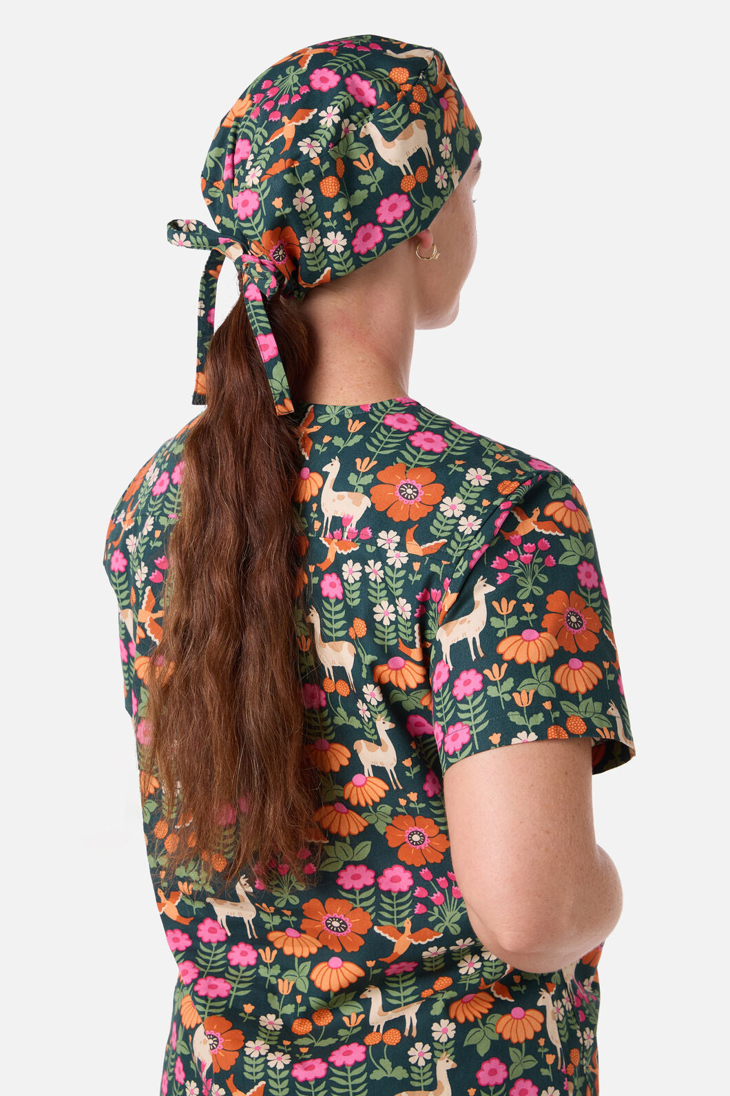 Scrubs With Love - Llama & Bird Scrub Hat - green