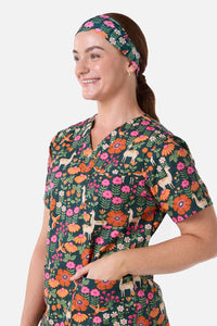 Scrubs With Love - Llama & Bird Scrub Headband - green