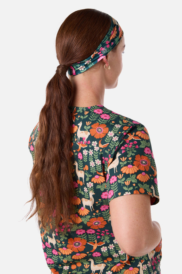 Scrubs With Love - Llama & Bird Scrub Headband - green