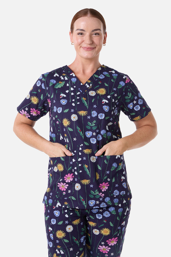 Scrubs With Love - Spring Garden Scrub Set - indigo
