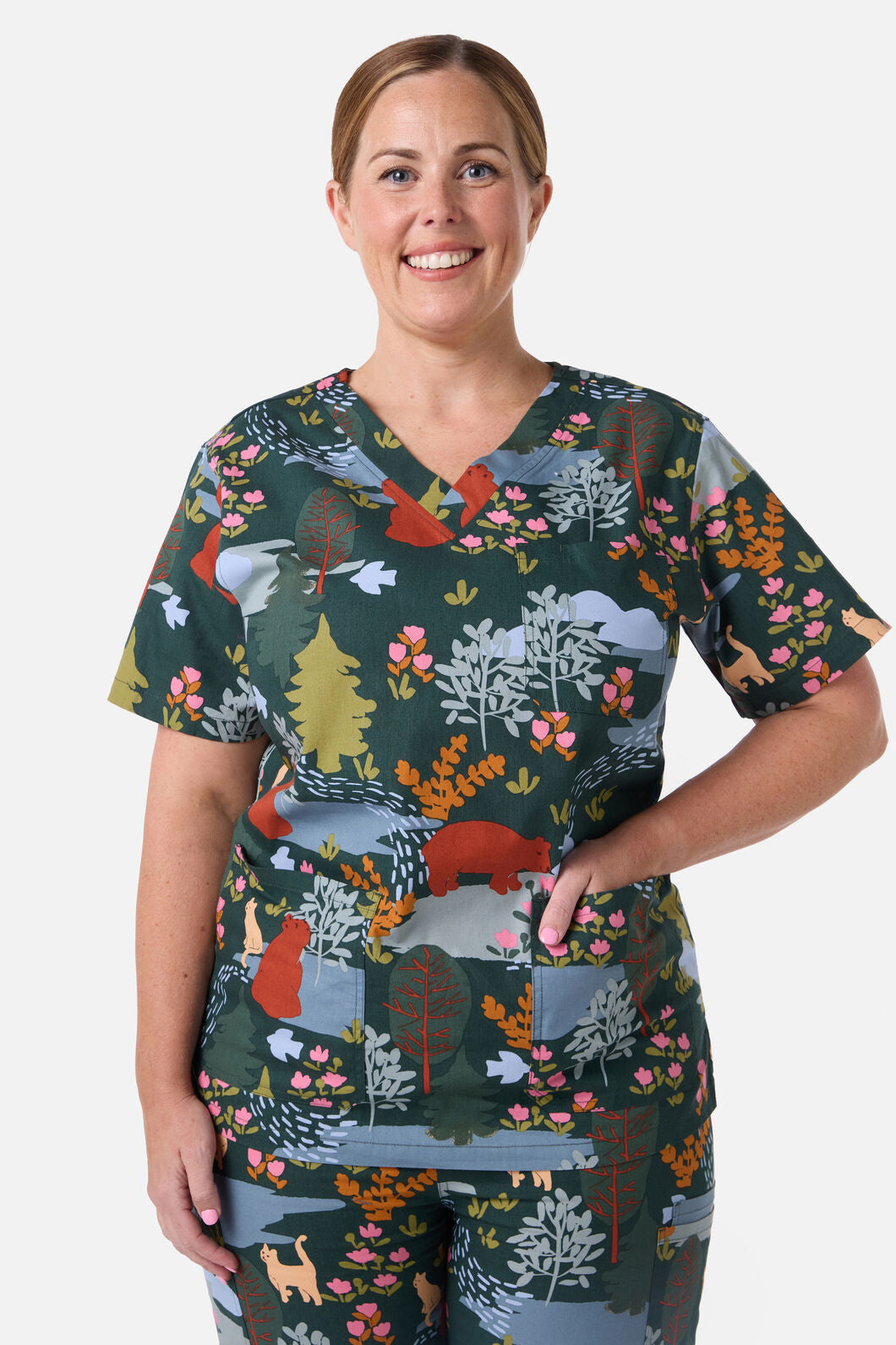 Scrubs With Love - Woodland Bear Scrub Set - green