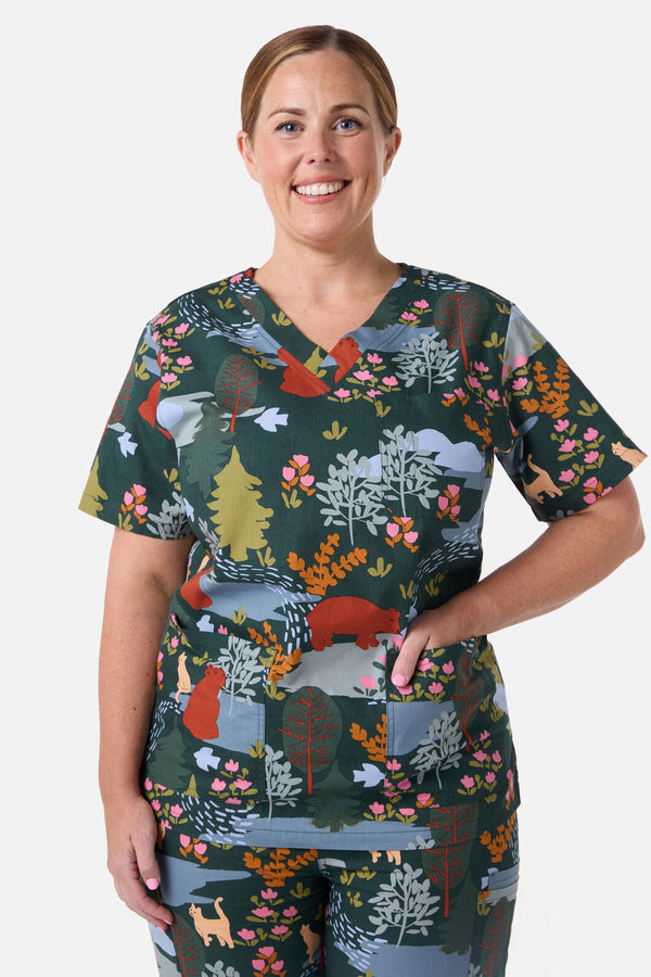 Scrubs With Love - Woodland Bear Scrub Set - green