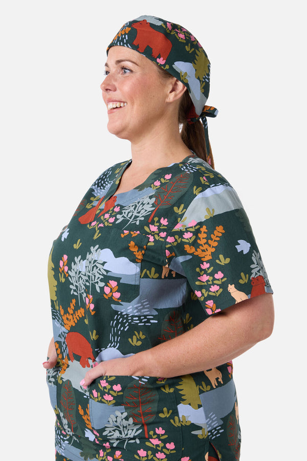 Scrubs With Love - Woodland Bear Scrub Hat - green