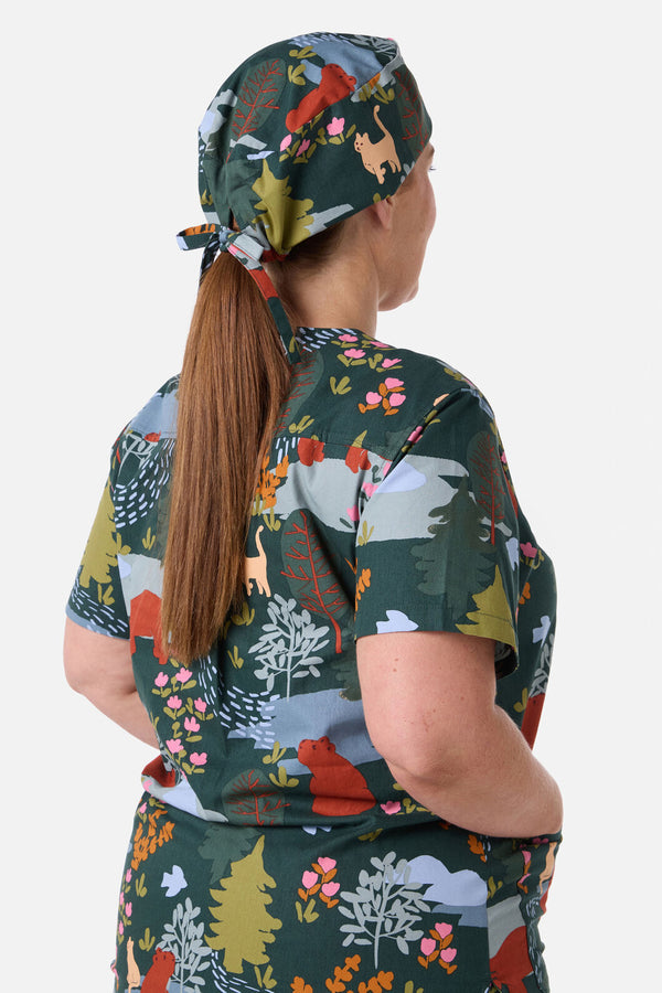 Scrubs With Love - Woodland Bear Scrub Hat - green