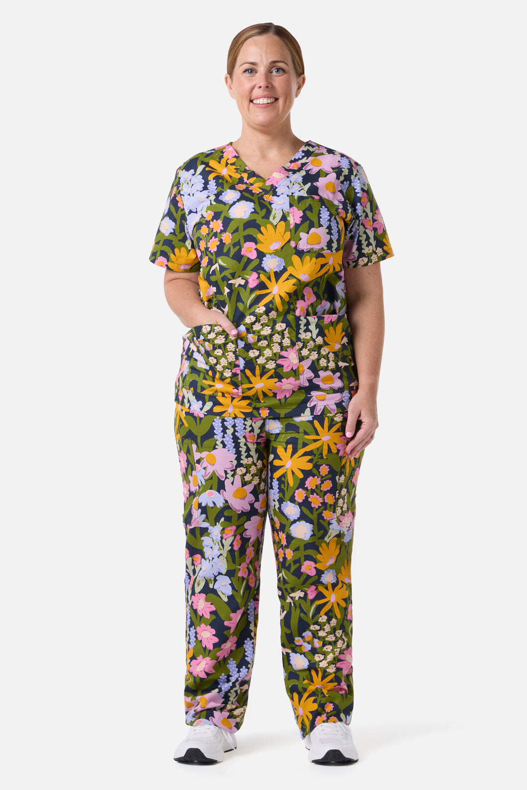 Scrubs With Love - Painted Garden Scrub Set - navy