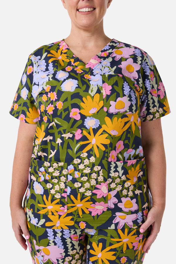 Scrubs With Love - Painted Garden Scrub Set - navy