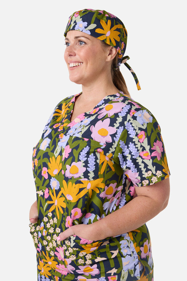 Scrubs With Love - Painted Garden Scrub Hat - navy