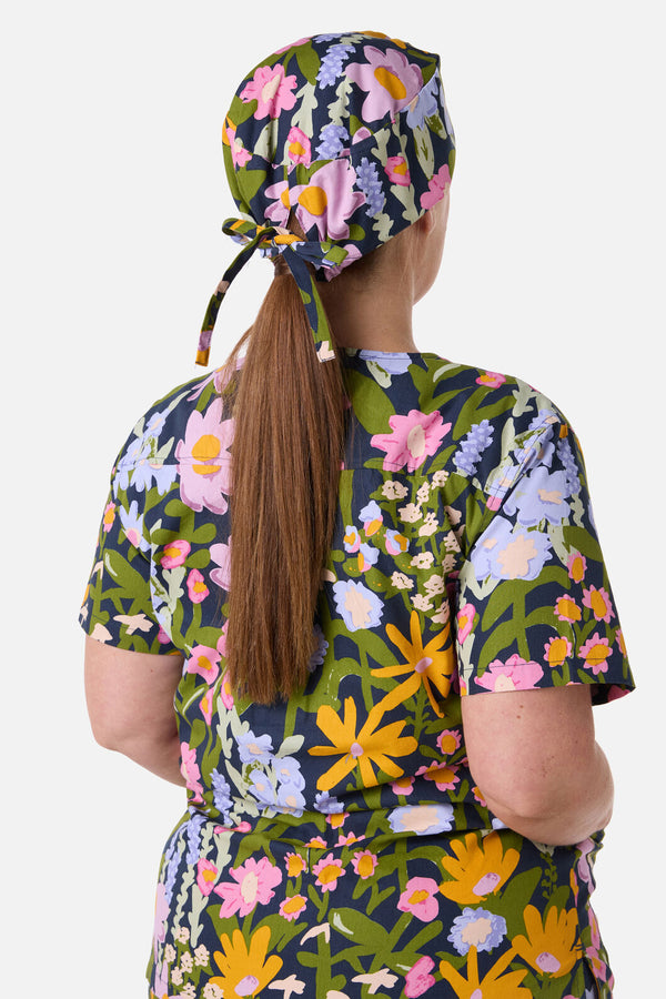 Scrubs With Love - Painted Garden Scrub Hat - navy