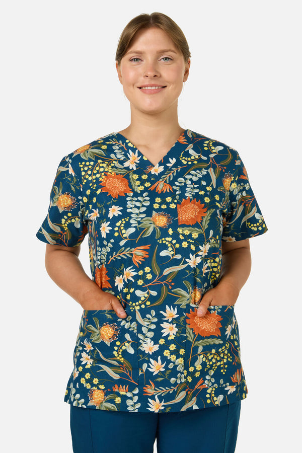 Scrubs With Love - Opal Native Top & Pant Scrub Set - teal