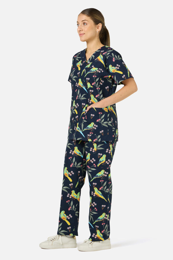 Scrubs With Love - Parrot Scrub Set - navy