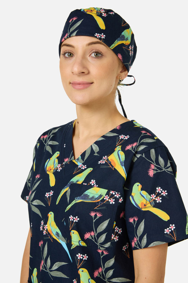 Scrubs With Love - Parrot Scrub Hat - navy