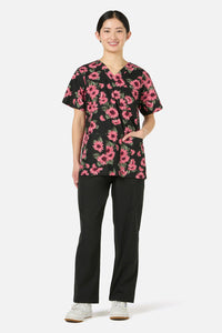 Scrubs With Love - Winter Daisy Top & Pant scrub set - green