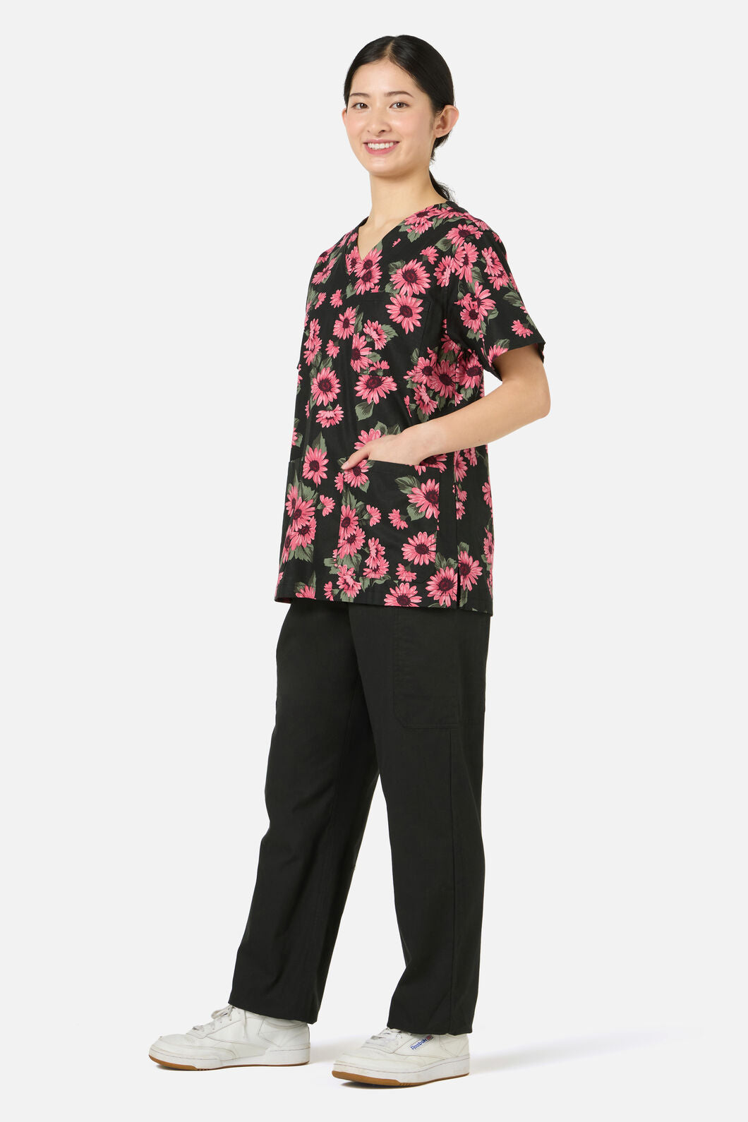 Scrubs With Love - Winter Daisy Top & Pant scrub set - green