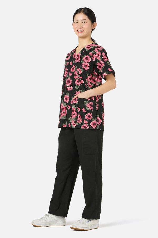 Scrubs With Love - Winter Daisy Top & Pant scrub set - green
