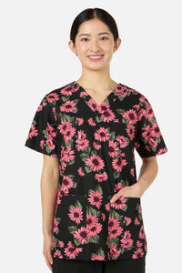 Scrubs With Love - Winter Daisy Top & Pant scrub set - green
