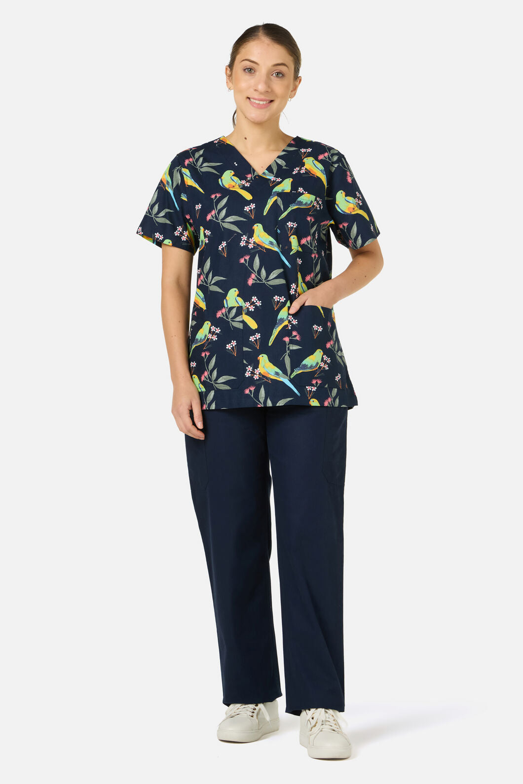 Scrubs With Love - Parrot Top & Pant scrub set - navy