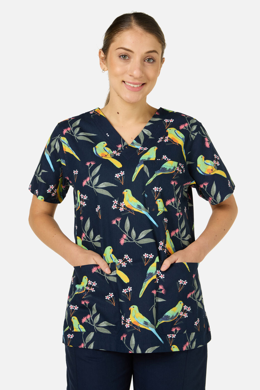 Scrubs With Love - Parrot Top & Pant scrub set - navy