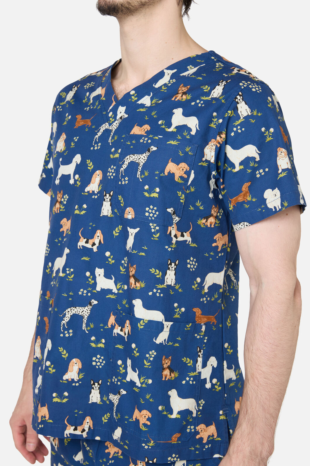 Scrubs With Love - Cute Dogs Scrub Set - navy
