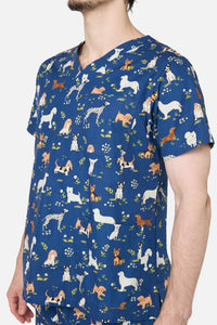 Scrubs With Love - Cute Dogs Scrub Set - navy
