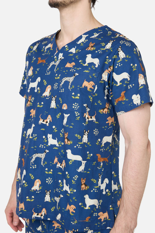 Scrubs With Love - Cute Dogs Scrub Set - navy