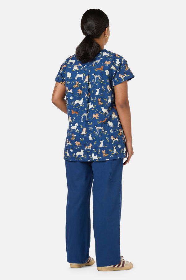 Scrubs With Love - Cute Dogs Top & Pant Scrub Set - navy