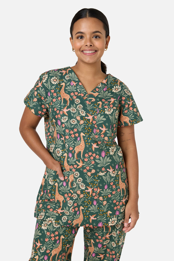 Scrubs With Love - Giraffe Scrub Set - green