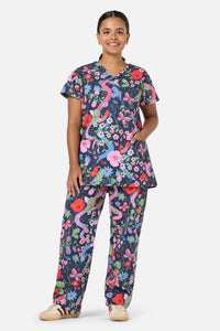 Scrubs With Love - Snakes & Flora Scrub Set - navy