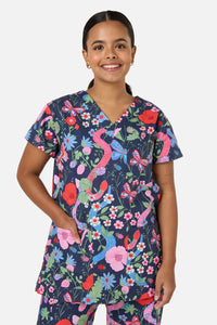 Scrubs With Love - Snakes & Flora Scrub Set - navy