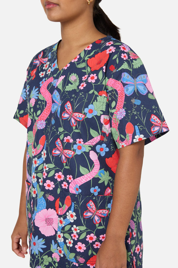 Scrubs With Love - Snakes & Flora Scrub Set - navy