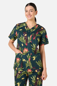 Scrubs With Love - Cockatoo & Protea Scrub Set - teal