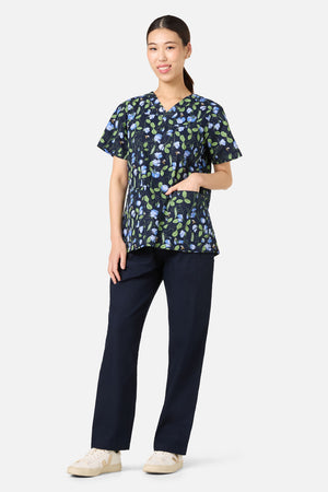 Scrubs With Love - Sweet Pea Top & Pant Scrub Set - navy
