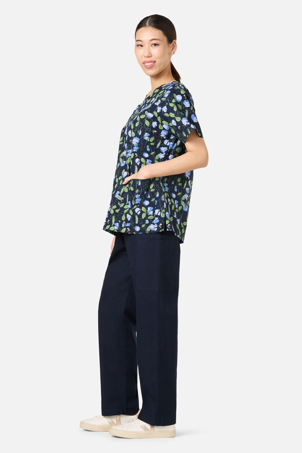 Scrubs With Love - Sweet Pea Top & Pant Scrub Set - navy