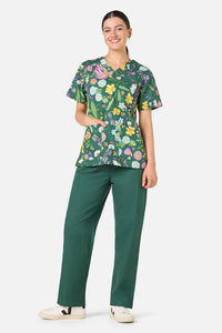Scrubs With Love - Magical Garden Top & Pant Scrubs - green