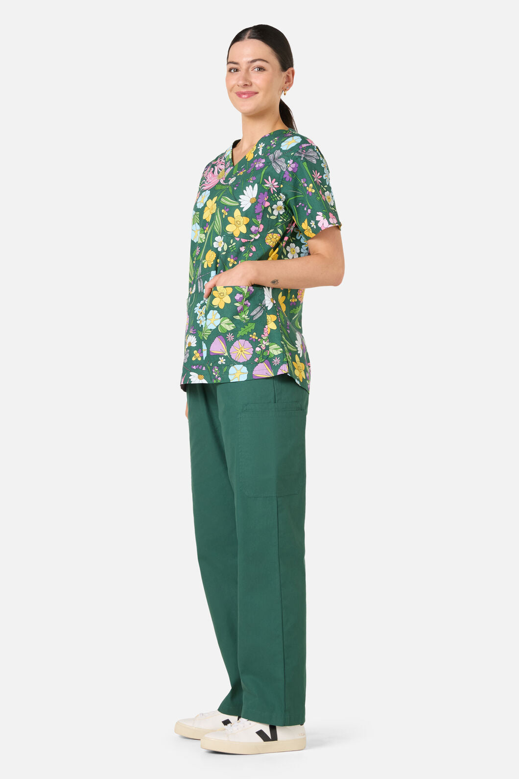 Scrubs With Love - Magical Garden Top & Pant Scrubs - green