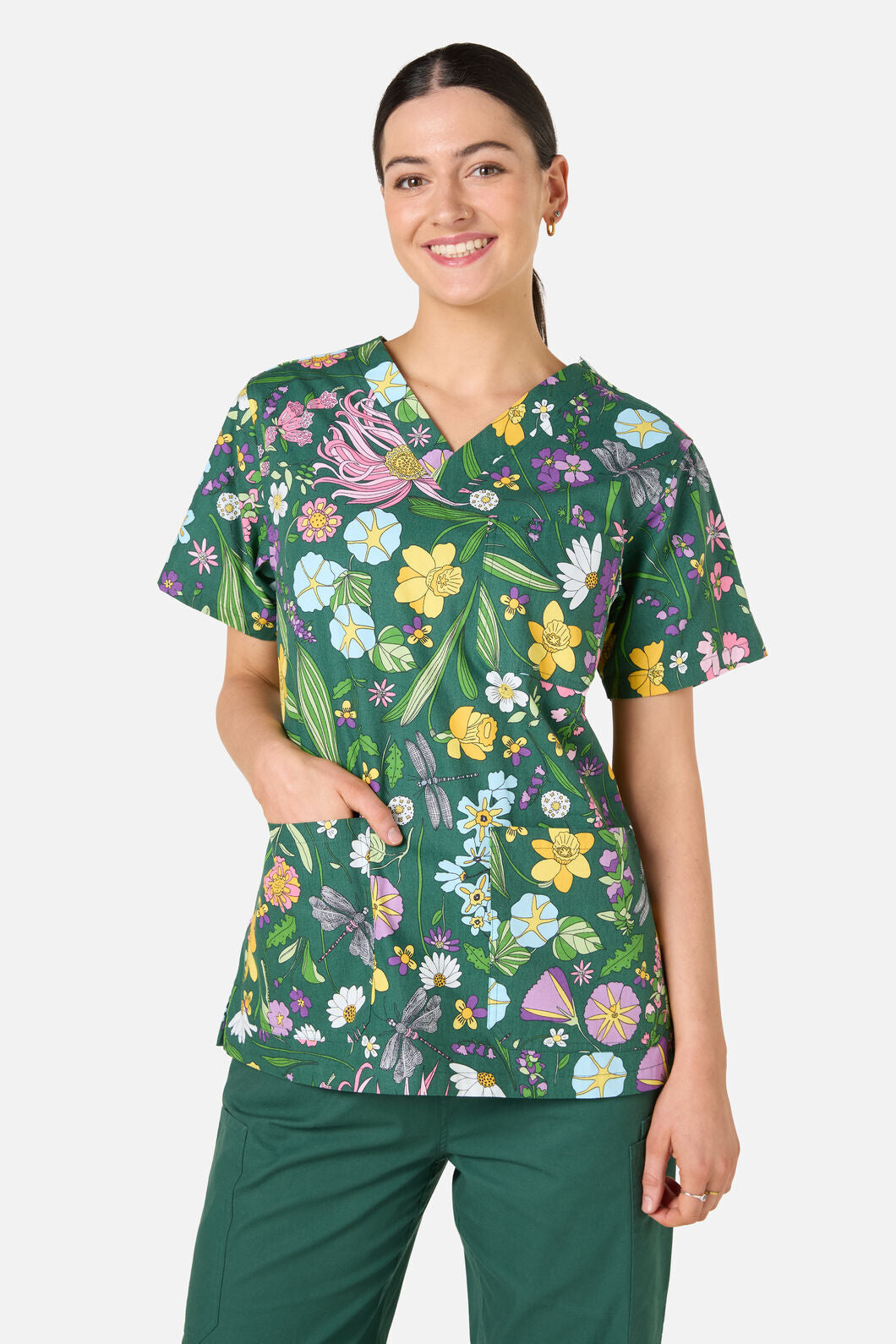 Scrubs With Love - Magical Garden Top & Pant Scrubs - green