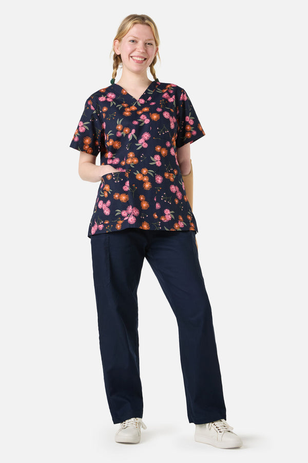 Scrubs With Love - Gumnut Puffs Top & Pant Scrubs - navy