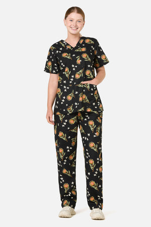 Scrubs With Love - Pincushion Protea Scrub Set - black