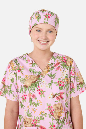 Scrubs With Love - Native Koala Scrub Hat Pink - pink