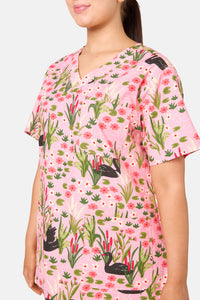 Scrubs With Love - Pretty Swans Scrub Set - pink