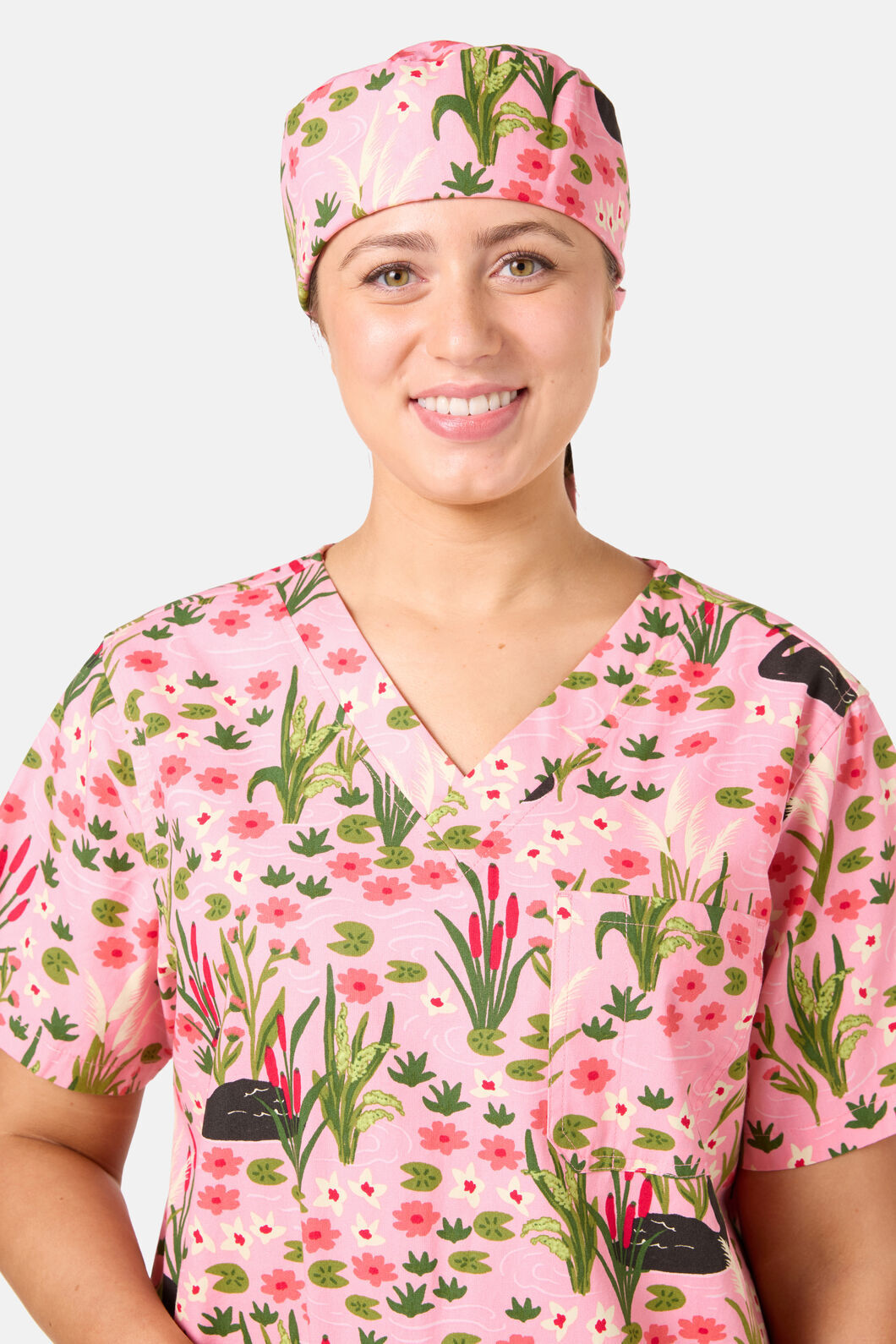 Scrubs With Love - Pretty Swans Scrub Hat - pink