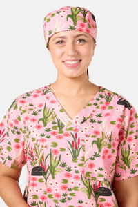 Scrubs With Love - Pretty Swans Scrub Hat - pink