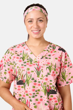 Scrubs With Love - Pretty Swans Scrub Headband - pink